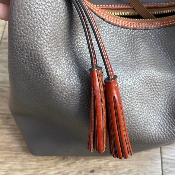 Dooney & Bourke Taupe and Coral Hobo Bag - Picture 6 of 16